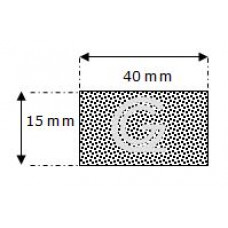 Rechthoekig mosrubber snoer | 15 x 40 mm | rol 25 meter